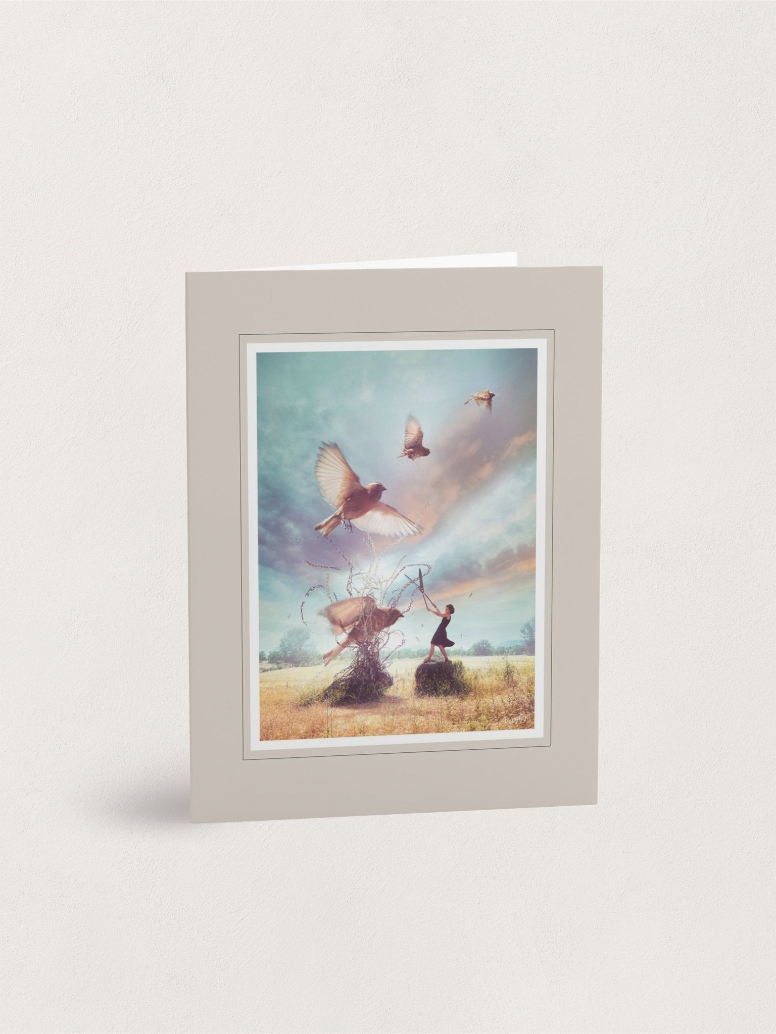 "Letting Go" - Greeting Cards -front-back-set-blank- FIGHTSONG STUDIO-Maari Christante
