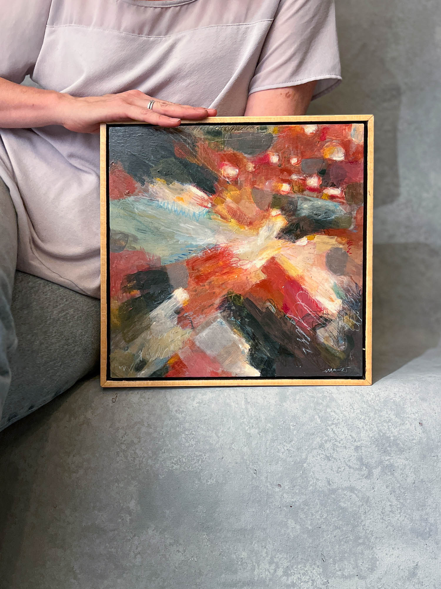 "The Flight Through the Spring" - Original Abstract Painting - 12x12